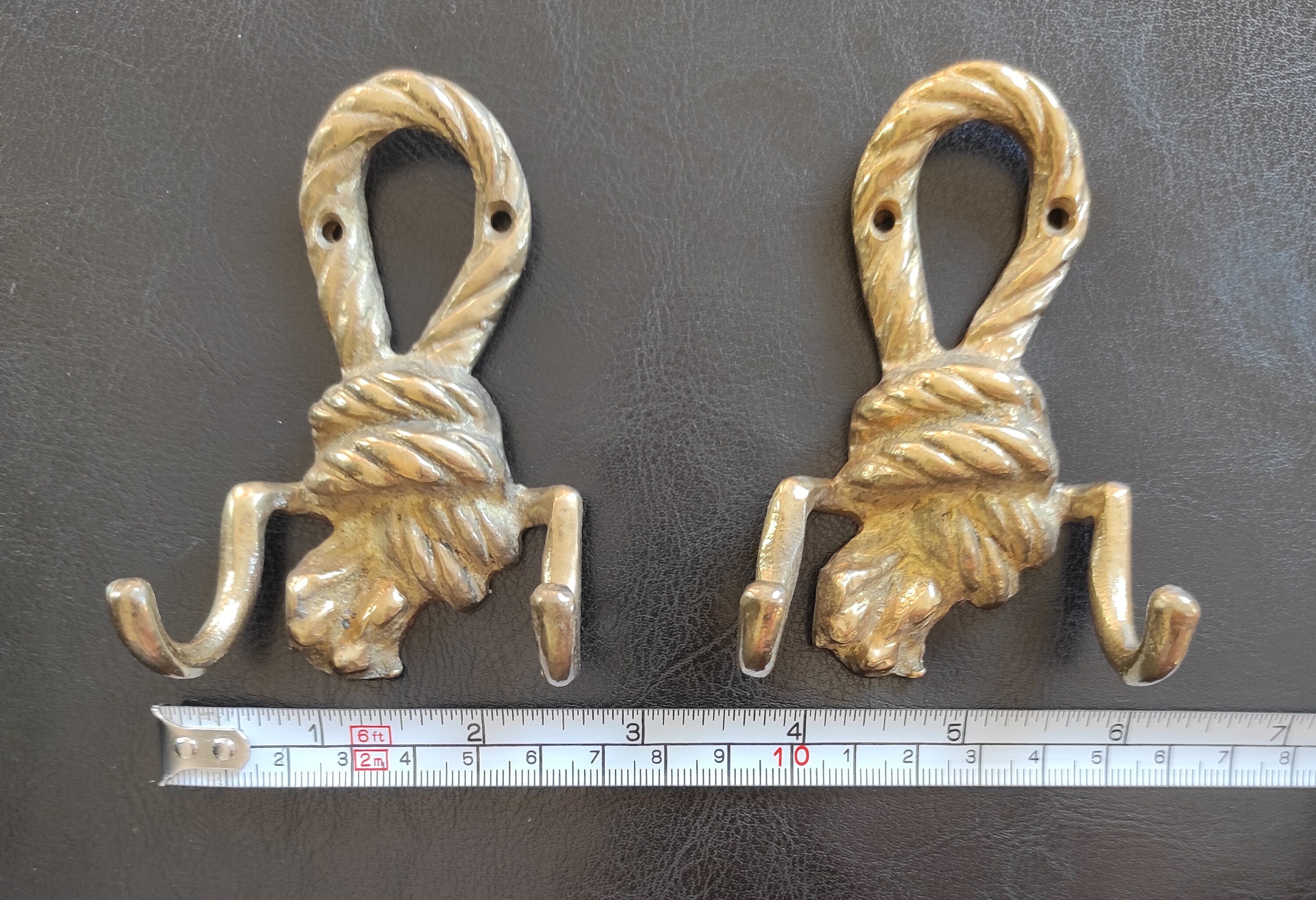 Set of 2 Cast Brass Clothes Hooks 2 Heavy Duty Brass Hanger Etsy
