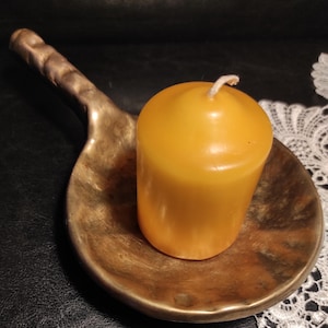 Candle Holder, Candlestick Holder, Large and Heavy 485 gr Solid Brass Candle Holder for a Thick Candle - Incense Bowl, incense burner
