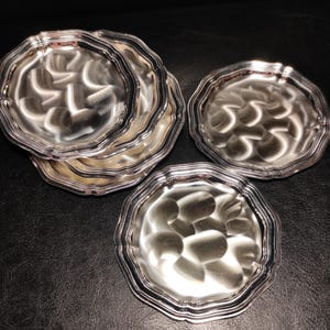 Set of 6 Vintage German Silver Plated Coasters Mid Century - Silver Serving Coasters for Vintage Kitchen Bar Restaurant Decor