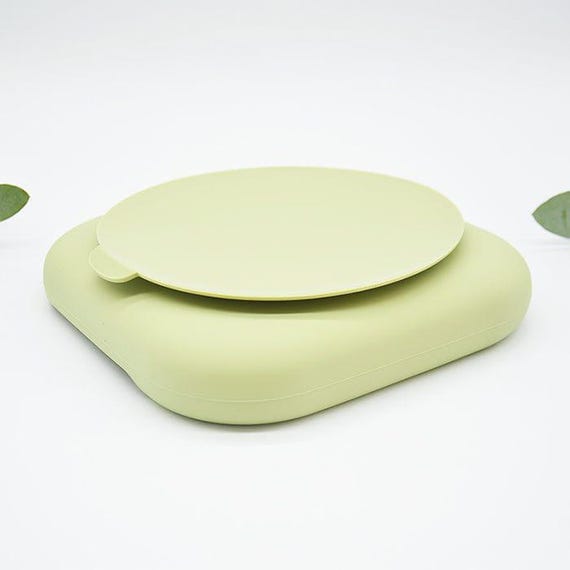 SINOY Assiettes Pour Bébé Avec Ventouse Divisée, Ensemble Cuillère Et Fourchette Pour Tout-Petits, Assiettes En Silicone Pour Enfants Avec Ventouse, Vaisselle Et Ustensiles Pour Enfants - Crabe Rose