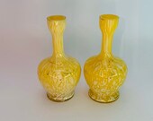 A gorgeous pair of 1930 s yellow and white Czech cameo vases