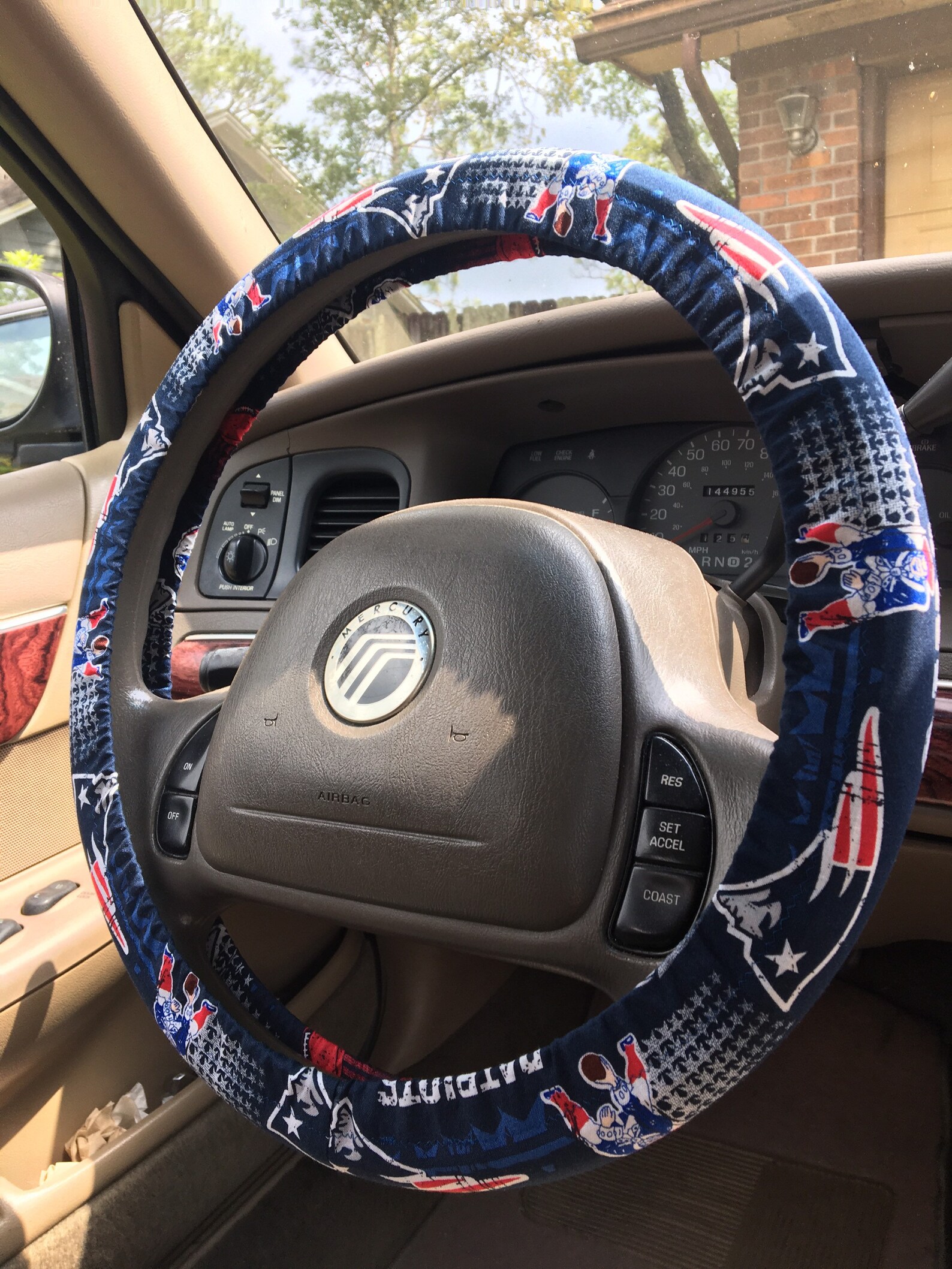new england patriots steering wheel cover