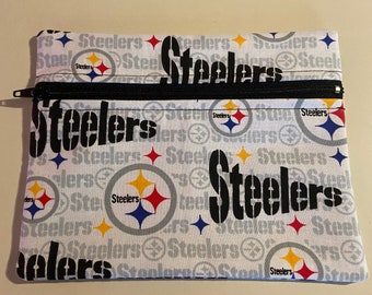 STEELERS Purse Pouch / Zippered, fully lined, & machine washable / Perfect size for sunglasses, cell phone, personal items