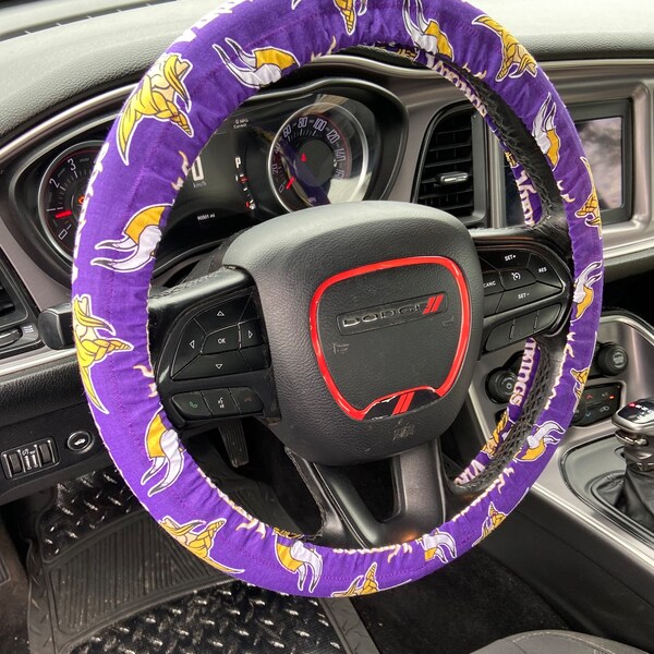 VIKINGS Steering Wheel Cover / NFL Minnesota Vikings NFL Auto Accessories / Machine washable