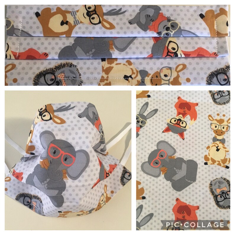 CUTE ANIMALS Face Mask / 2 Styles Available 3 Layer With Etsy