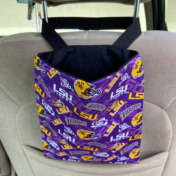 LSU TIGERS Car Trash Bag or Organizer / Machine washable / LSU Football Auto Accessories and Gifts