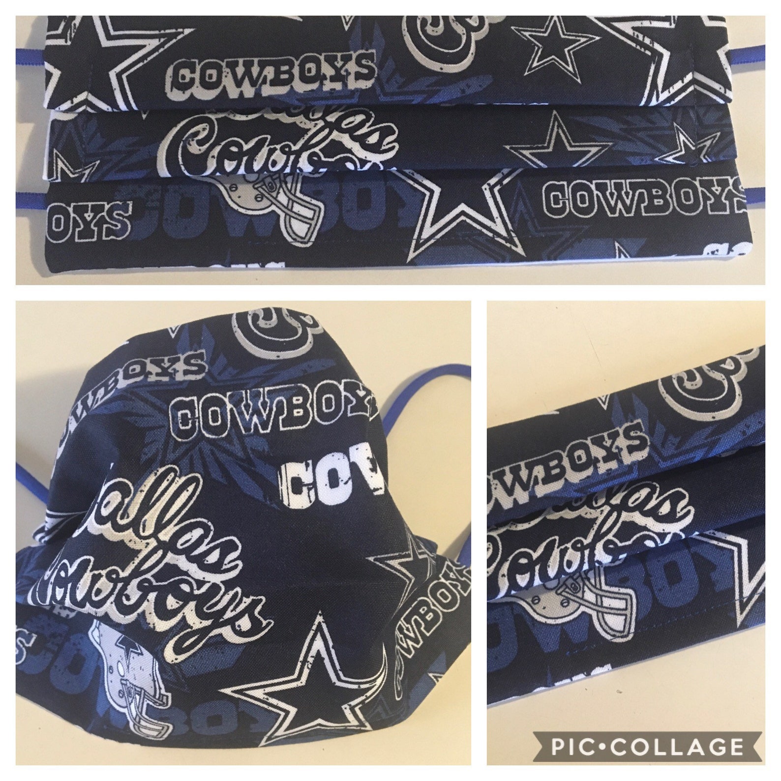DALLAS COWBOYS Face Mask / 2 Styles Available 3 Layer With Etsy
