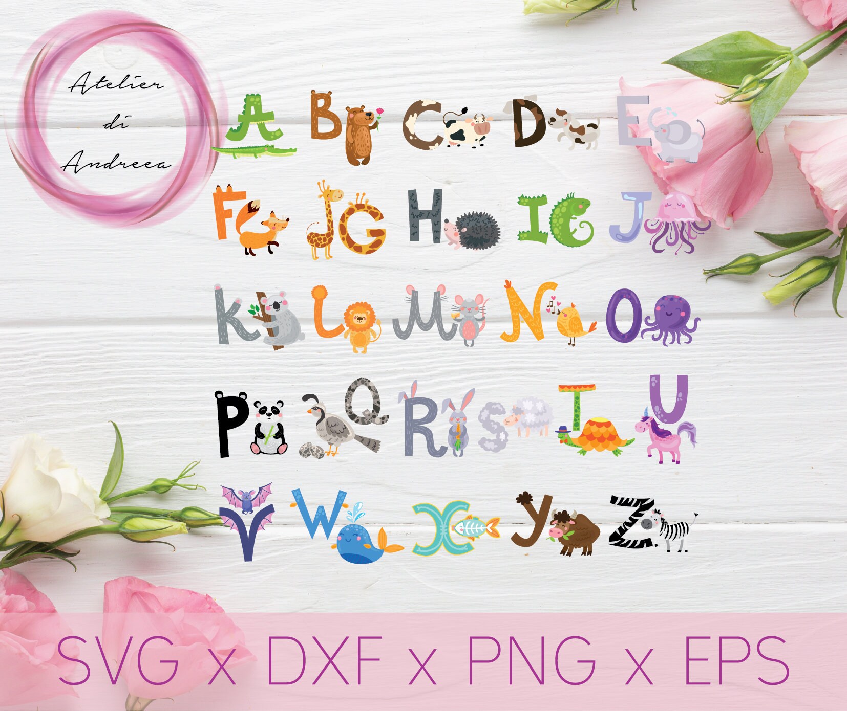 Download Animal Alphabet Svg Digital Download Cute Animal Bundle Etsy