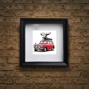 Fawlty Towers Art | Basil Fawlty Car Print | Classic British Comedy Poster | TV Sitcom Fan Gift | Mooses head. 1970s British Comedy.