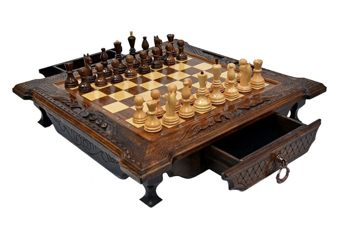 Handcraftoria Handmade 3 In 1 Walnut Wood Chess Set 11.8...