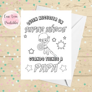Instant Download Father's Day Card, Coloring Greeting Card, Feliz Dia del Padre para Colorear, Gift for Dad Spanish, Regalo Papa Imprimible