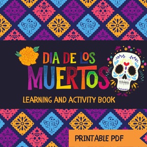 PDF imprimible del Día de los Muertos para niños, Libro de actividades y aprendizaje del Día de los Muertos imprimible/ Juegos para el Día de Muertos/1er-3er grado