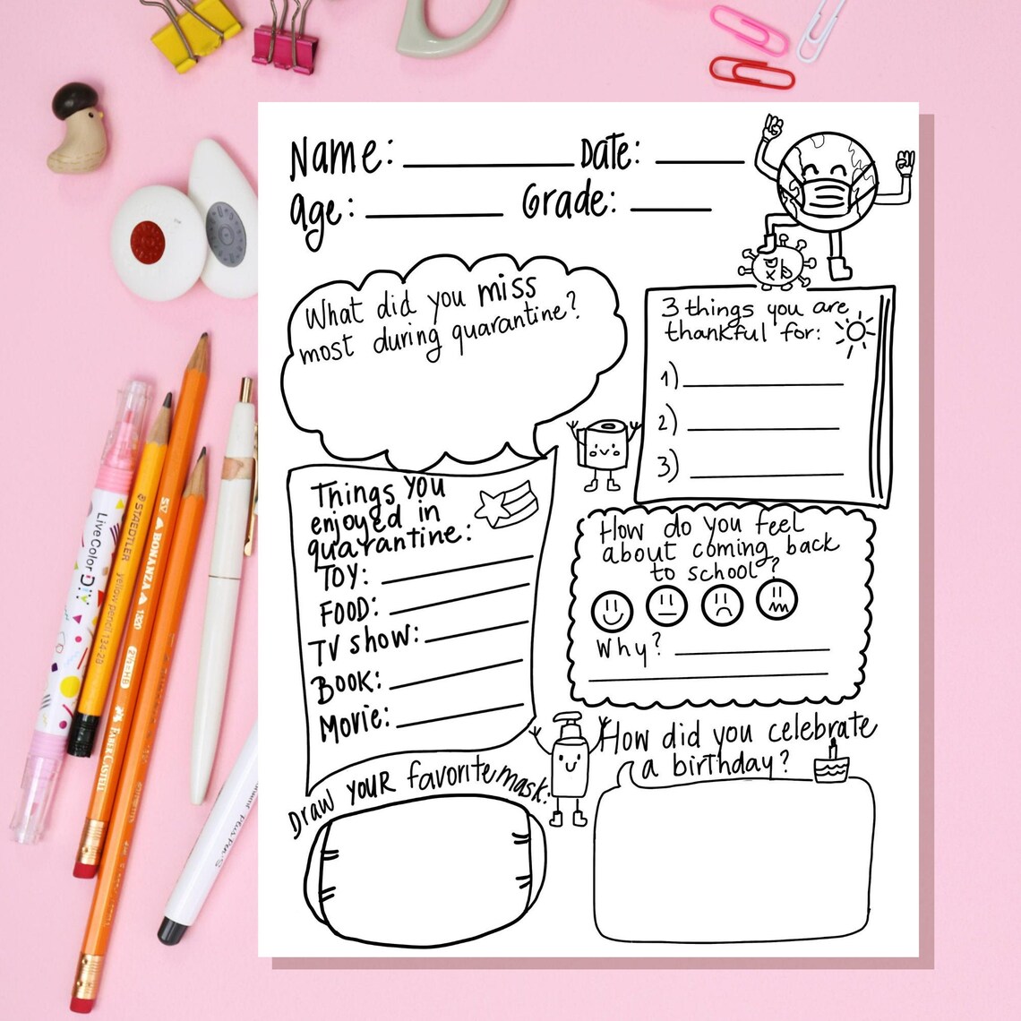 Instant Download Quarantine Time Capsule for Kids Printable | Etsy