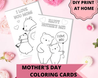 Kids Mother's Day Coloring Cards/ Mother's Day Kid's Activity/ 10 Printable Cards/ Coloring Mother's Day Card/ Mother's Day Gift from Kids