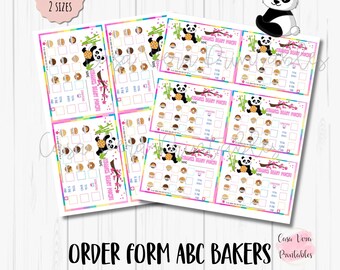 May include: Printable panda dessert punch order form with a pink and white color scheme. The form has a list of different dessert punch flavors and a place to fill in the quantity of each flavor.