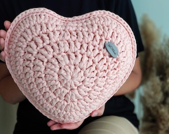Easy crochet pattern & tutorial how to crochet heart pillow for beginners, decorative cushions, interior pillow, idea gift