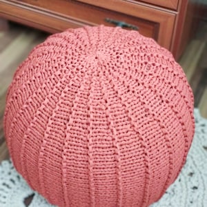 KNITTING PATTERN & video tutorial how to knit Pouf with ribs, Poof Knitting Ottoman Footstool Bean Bag, Pouffe, Floor cushion image 2