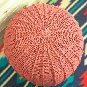 KNITTING PATTERN & video tutorial how to knit Pouf with ribs, Poof Knitting Ottoman Footstool Bean Bag, Pouffe, Floor cushion image 7