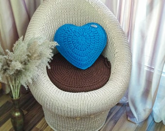 Heart Handmade Pillow Moon milkydarts Home Upcycled Fabric Eco-friendly Cushion