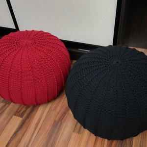 KNITTING PATTERN & video tutorial how to knit Pouf with ribs, Poof Knitting Ottoman Footstool Bean Bag, Pouffe, Floor cushion image 5