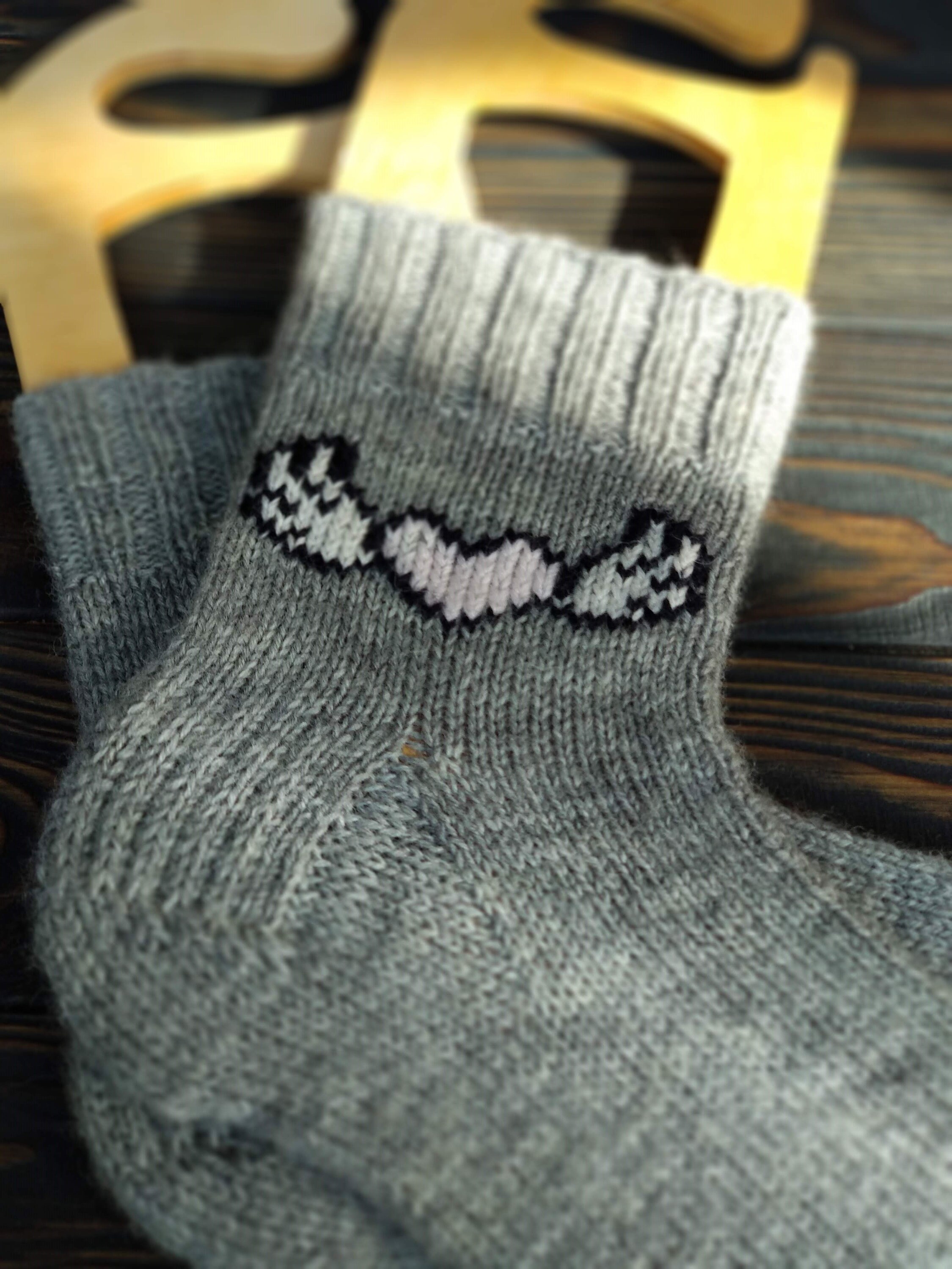 Knitted socks with embroidery heart wool socks gift for her Etsy