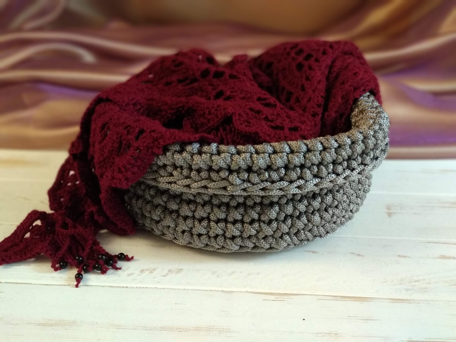 Crochet round basket bathroom storage crochet organiser Etsy