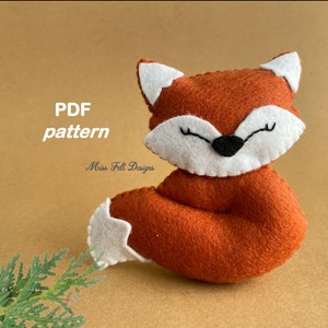 Fox pattern felt sewing Fox ornament DIY plush PDF pattern Animals tutorial pdf sewing pattern DIY sewing pattern Woodland pattern felt