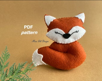 Renard motif feutre couture Renard ornement DIY peluche PDF patron Animaux tutoriel pdf couture patron DIY couture patron Woodland motif feutre