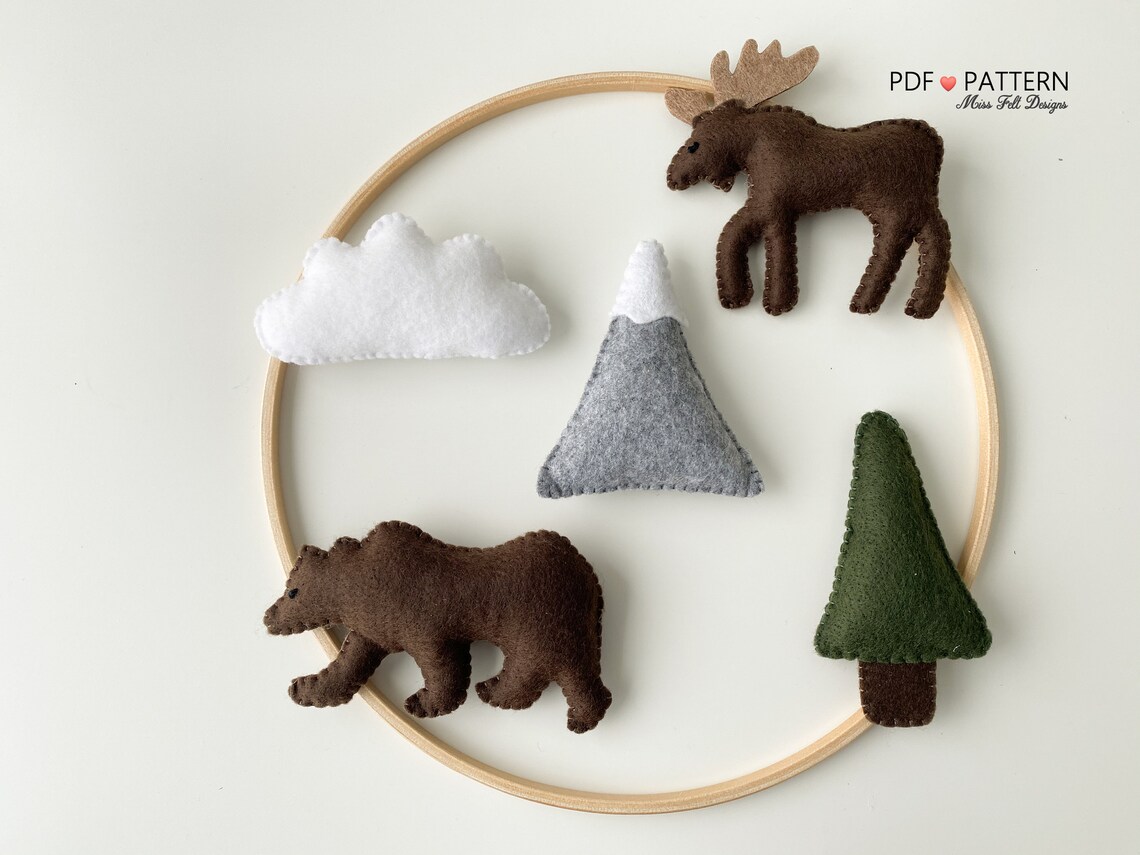 Woodland PDF Felt Sewing Pattern PDF Download Baby Mobile | Etsy