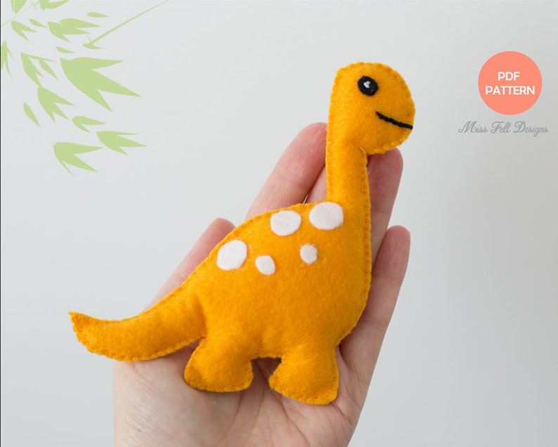 Dinosaur Felt Animals PDF pattern download, Plush Sewing Pattern for Ornaments, Baby Mobile, Cute dinosaur toy sewing tutorial image 3