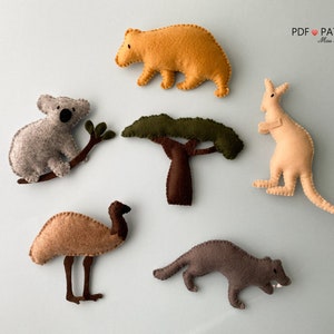 Australian Animal Sewing PDF Patterns, Aussie Animal Felt, Kangaroo Koala Wombat Tasmanian Devil Emu, Digital Pattern, Instant DownloadFelt image 7