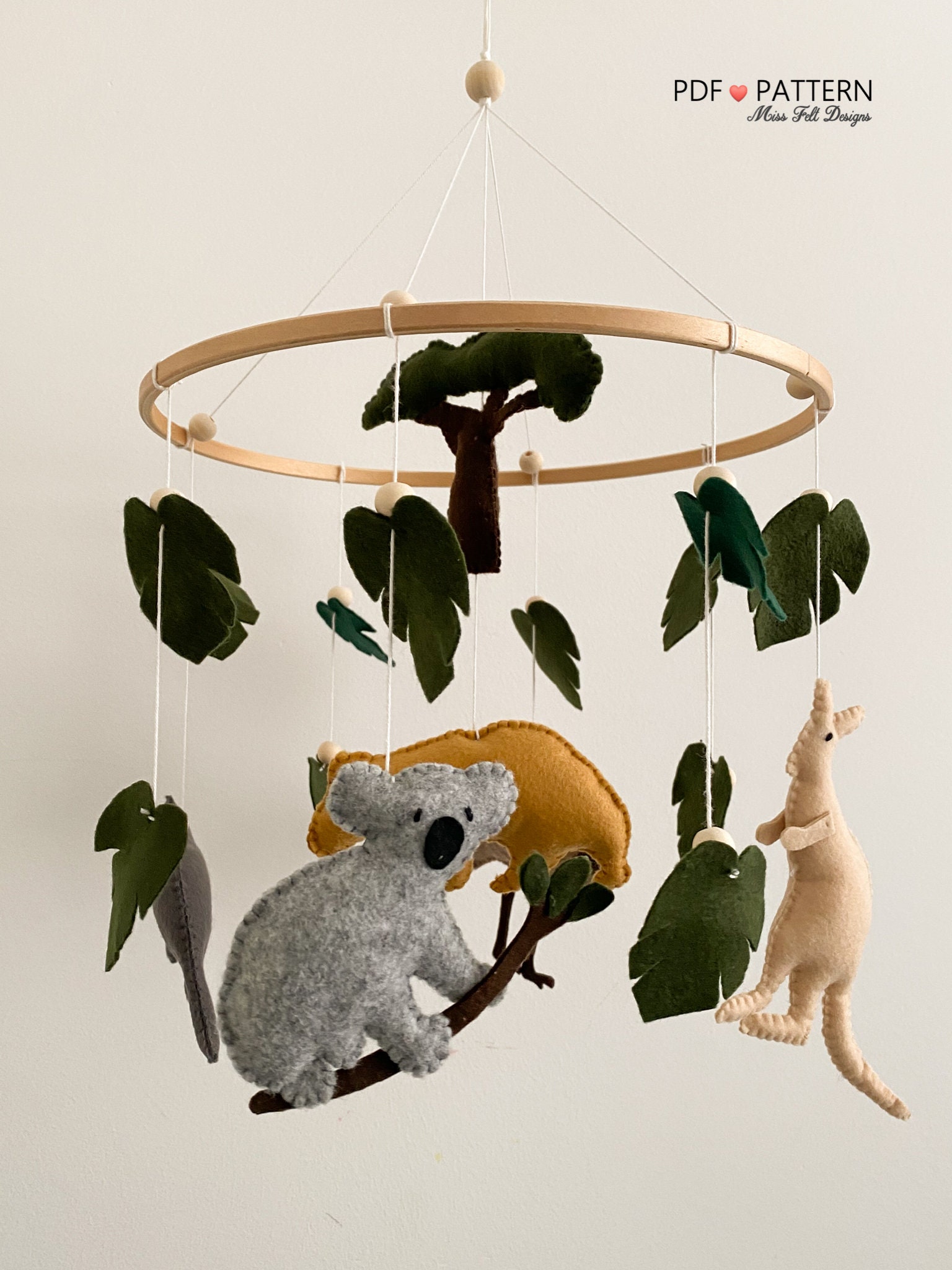 Australian Animal Sewing PDF Patterns, Aussie Animal Felt, Kangaroo