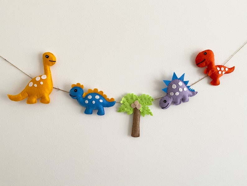 Dinosaur Felt Animals PDF pattern download, Plush Sewing Pattern for Ornaments, Baby Mobile, Cute dinosaur toy sewing tutorial image 2