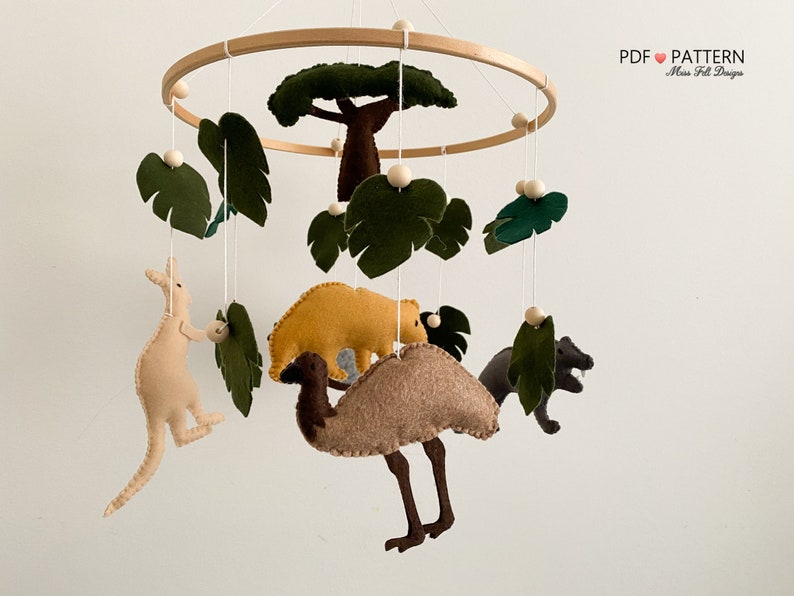 Australian Animal Sewing PDF Patterns, Aussie Animal Felt, Kangaroo Koala Wombat Tasmanian Devil Emu, Digital Pattern, Instant DownloadFelt image 9