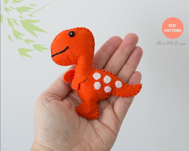 Dinosaur Felt Animals PDF pattern download, Plush Sewing Pattern for Ornaments, Baby Mobile, Cute dinosaur toy sewing tutorial image 5