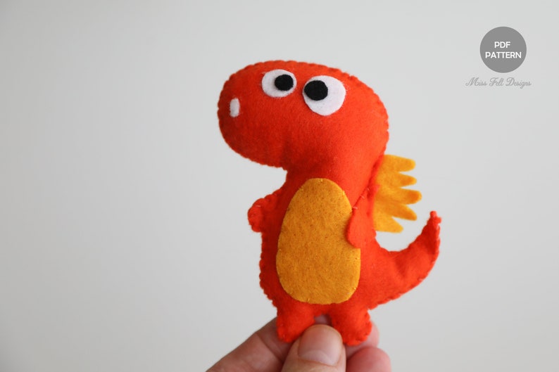 Felt pattern dinosaur PDF, Pattern dinosaur felt Sewing, Cute dinosaur ornament, DIY dinosaur sewing image 5