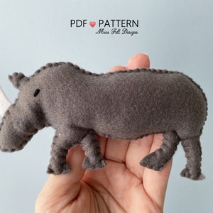 Jungle Animal Sewing PDF Patterns, Safari Animal Felt, Giraffe Elephant Rhino Lion,Baby Mobile, Digital Pattern, Instant Download image 6