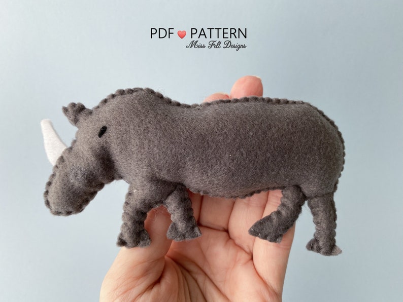 Jungle Animal Sewing PDF Patterns, Safari Animal Felt, Giraffe Elephant Rhino Lion,Baby Mobile, Digital Pattern, Instant Download image 6