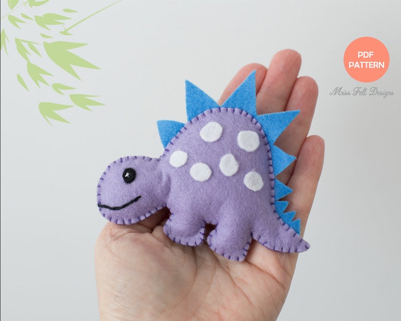 Dinosaur Felt Animals PDF pattern download, Plush Sewing Pattern for Ornaments, Baby Mobile, Cute dinosaur toy sewing tutorial image 6