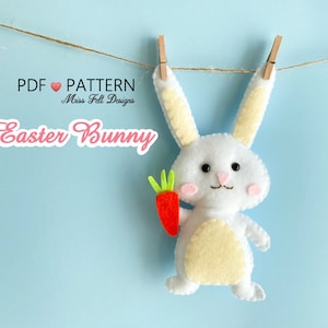 Bunny PDF pattern Felt, Easter pattern, Easter ornaments, Felt bunny sewing your own, Easy sewing pattern Felt Bunny Diy