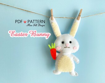 Bunny PDF pattern Felt, Easter pattern, Easter ornaments, Felt bunny sewing your own, Easy sewing pattern Felt Bunny Diy