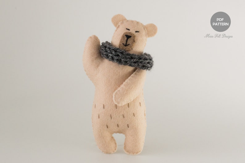 Felt Bear PDF Pattern, Woodland Plush Sewing Garland, Bear Baby Mobile, Cute Bear Toy Sewing Tutorial image 3