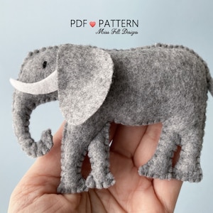 Jungle Animal Sewing PDF Patterns, Safari Animal Felt, Giraffe Elephant Rhino Lion,Baby Mobile, Digital Pattern, Instant Download image 3