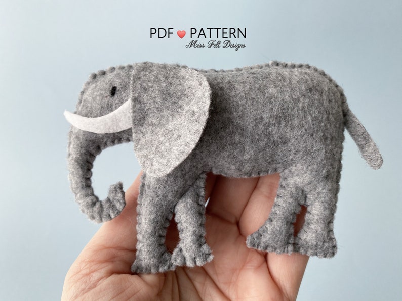 Jungle Animal Sewing PDF Patterns, Safari Animal Felt, Giraffe Elephant Rhino Lion,Baby Mobile, Digital Pattern, Instant Download image 3