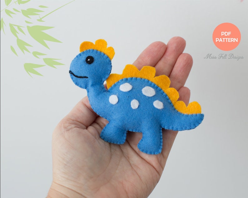 Dinosaur Felt Animals PDF pattern download, Plush Sewing Pattern for Ornaments, Baby Mobile, Cute dinosaur toy sewing tutorial image 4