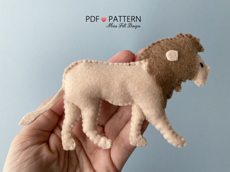 Jungle Animal Sewing PDF Patterns, Safari Animal Felt, Giraffe Elephant Rhino Lion,Baby Mobile, Digital Pattern, Instant Download image 5