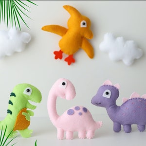 Felt pattern cute dinosaur PDF, Pattern dinosaur felt Sewing,  Dinosaur ornament nursery, DIY dinosaur sewing