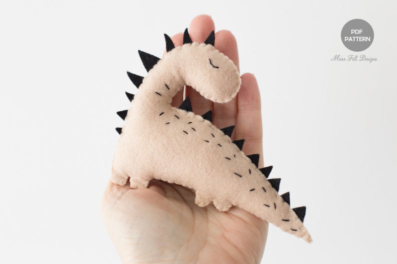 Felt Dinosaur Sewing Patterns, Dinosaur Felt Animals PDF Pattern, Plush Sewing Pattern for Ornaments, Baby Mobile Neutral Dinosaur image 4