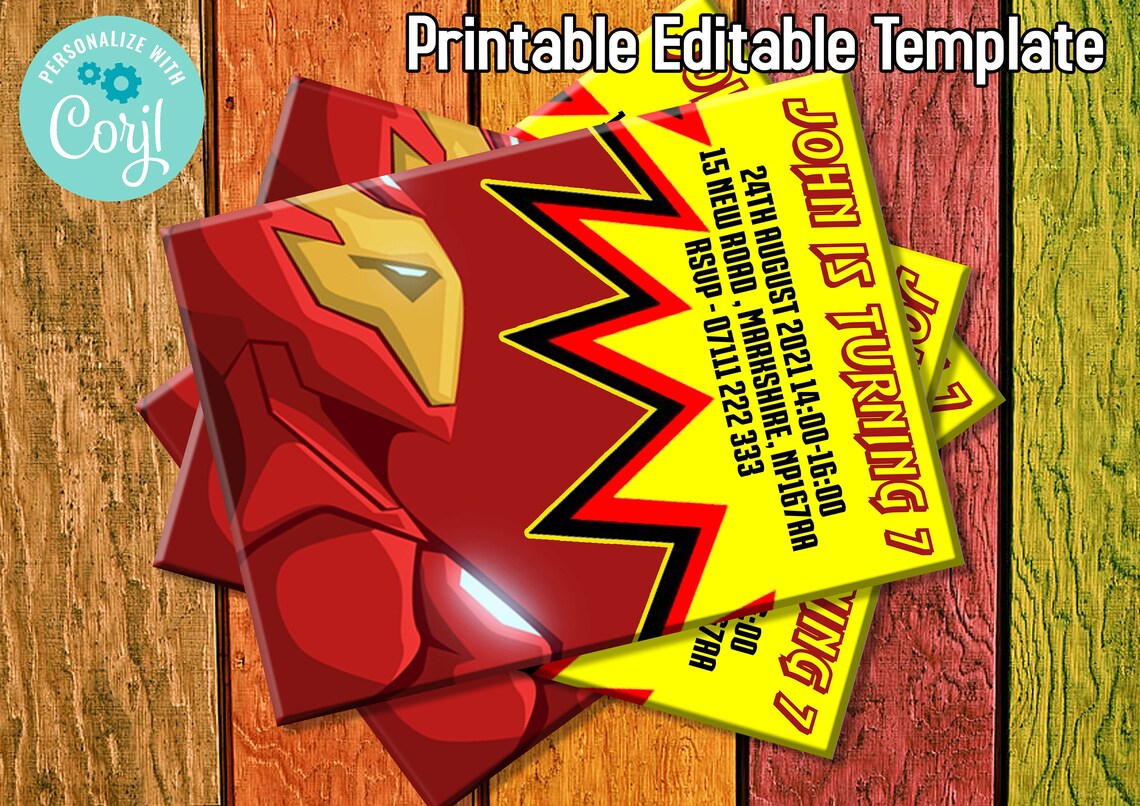 Iron Man Marvel Bearbeitbare Geburtstag Party Einladung Etsy