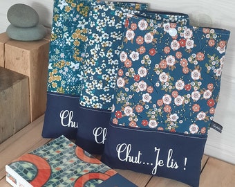 Pochette à livre de poche en coton imprimé, étui à livre, idée cadeau Noël, maîtresse...